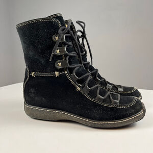 Timberland Reykir Ghillie 61355 suede lace up lined WP women boots black sz 6.5